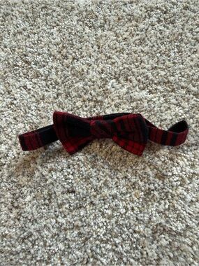 Source Unknown Kids Red Black Plaid Adjustable Bow Tie